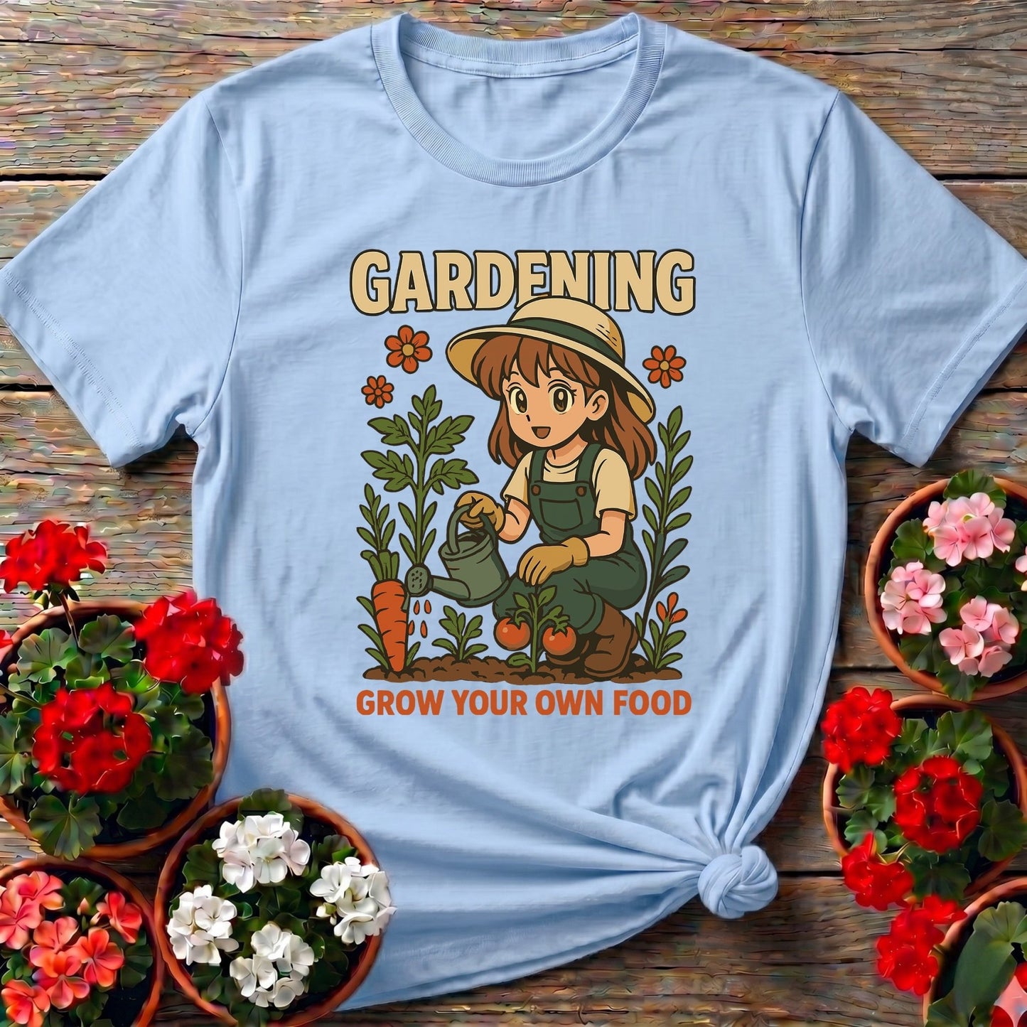 Grow Your Own Food Anime Vintage Style Tee - GardeningTshirts