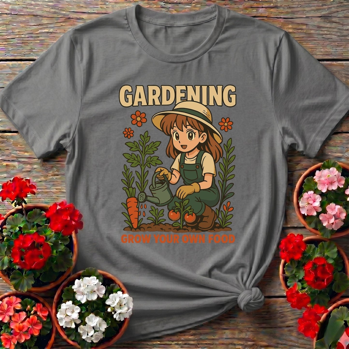 Grow Your Own Food Anime Vintage Style Tee - GardeningTshirts