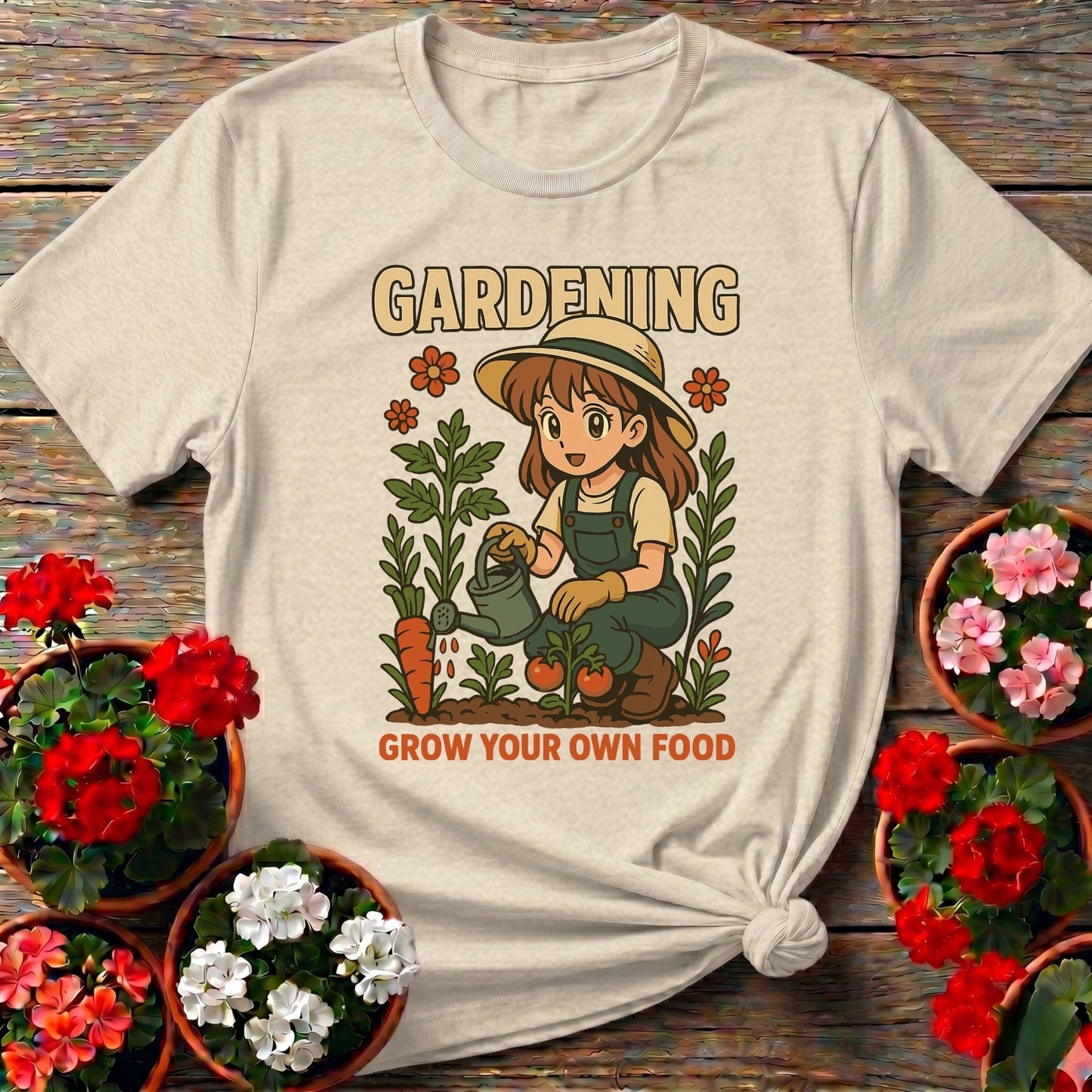 Grow Your Own Food Anime Vintage Style Tee - GardeningTshirts
