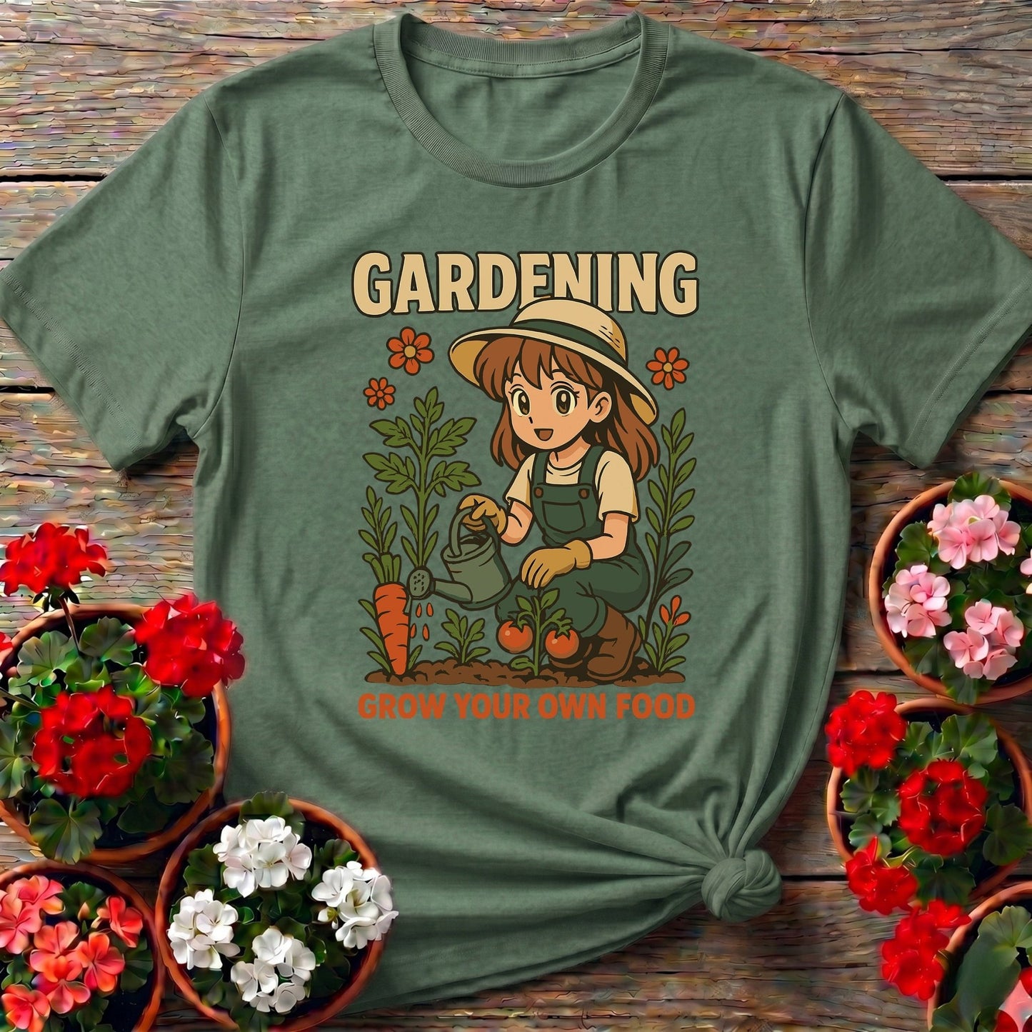 Grow Your Own Food Anime Vintage Style Tee - GardeningTshirts
