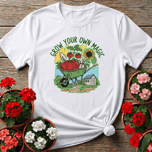 Grow Your Own Magic Wheelbarrow Garden T-Shirt - GardeningTshirts