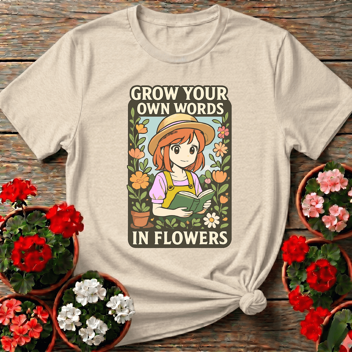 Grow Your Own Words Anime Manga Floral Muse Tee - GardeningTshirts