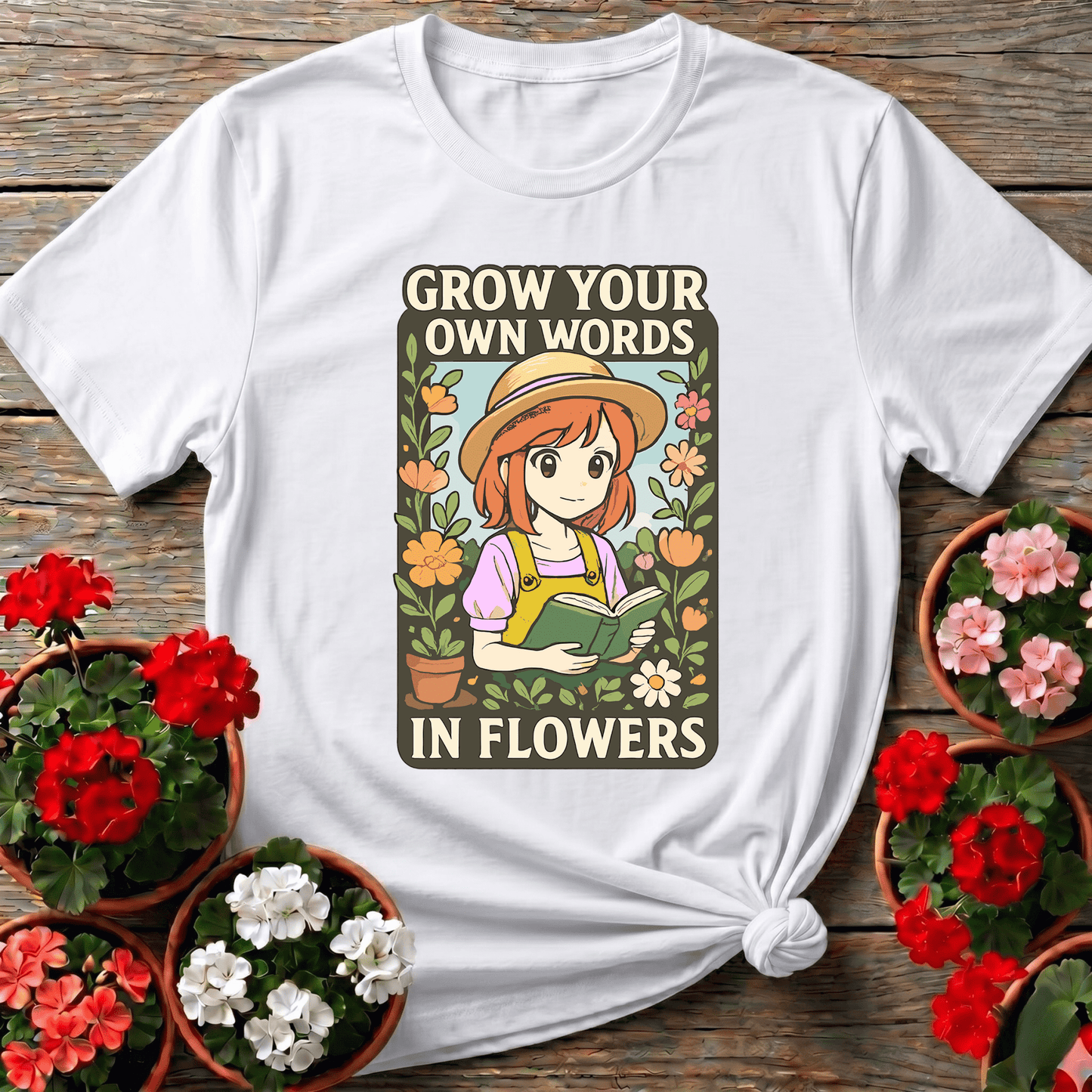 Grow Your Own Words Anime Manga Floral Muse Tee - GardeningTshirts