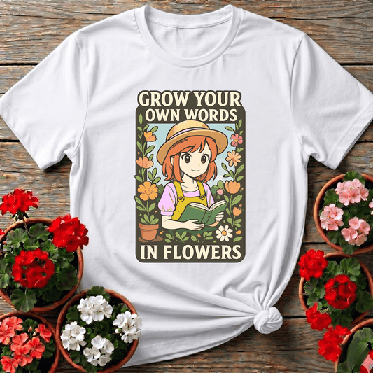 Grow Your Own Words Anime Manga Floral Muse Tee - GardeningTshirts