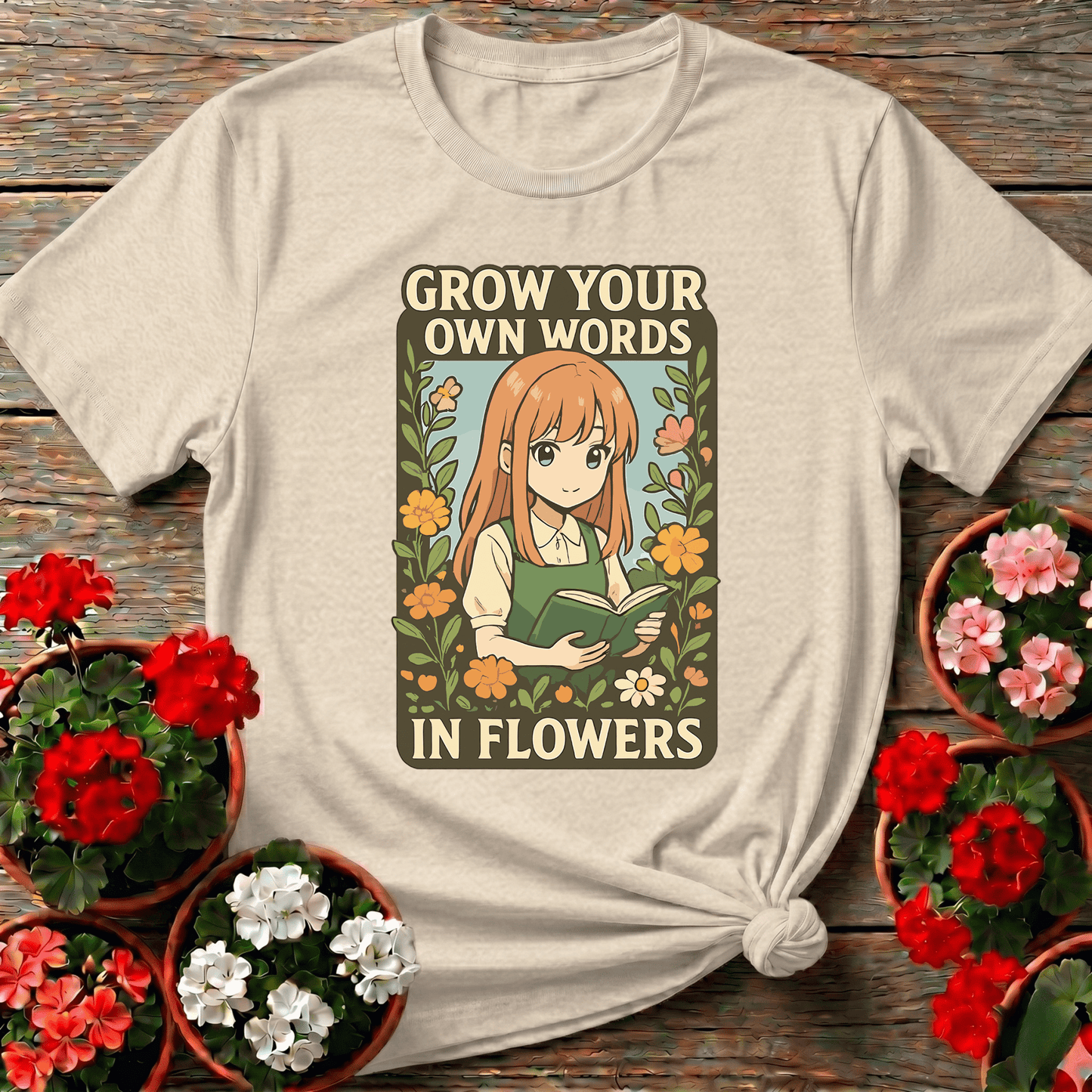 Grow Your Own Words In Flowers Anime Gardening T-shirt - GardeningTshirts