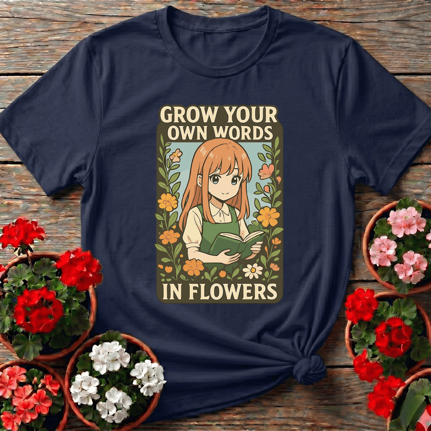 Grow Your Own Words In Flowers Anime Gardening T-shirt - GardeningTshirts
