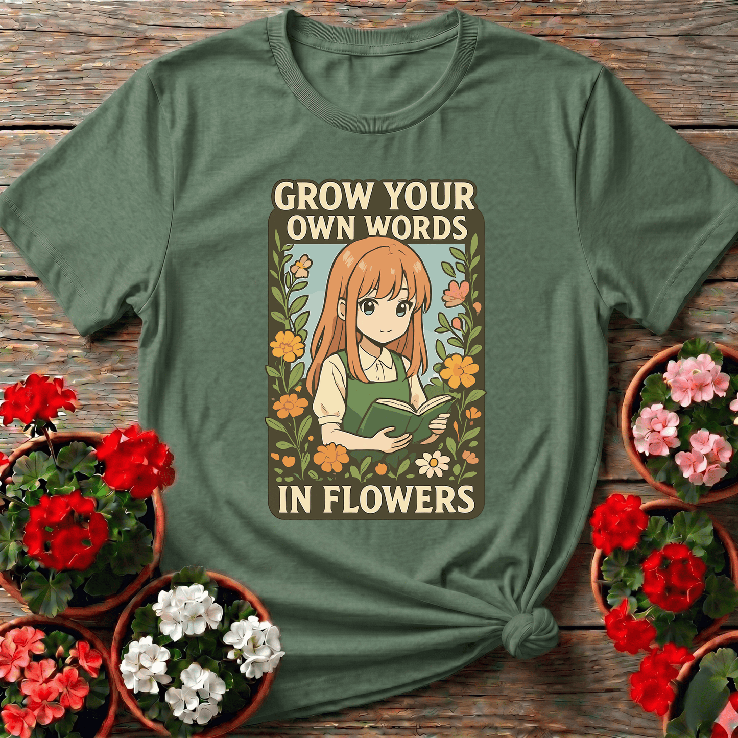 Grow Your Own Words In Flowers Anime Gardening T-shirt - GardeningTshirts