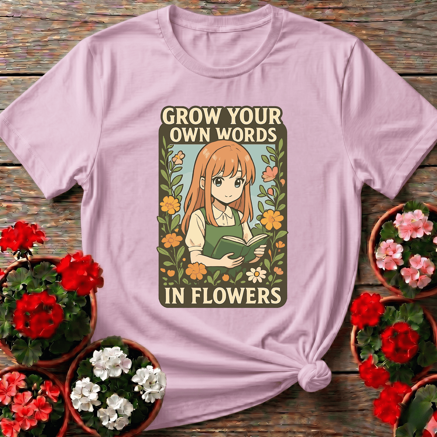 Grow Your Own Words In Flowers Anime Gardening T-shirt - GardeningTshirts