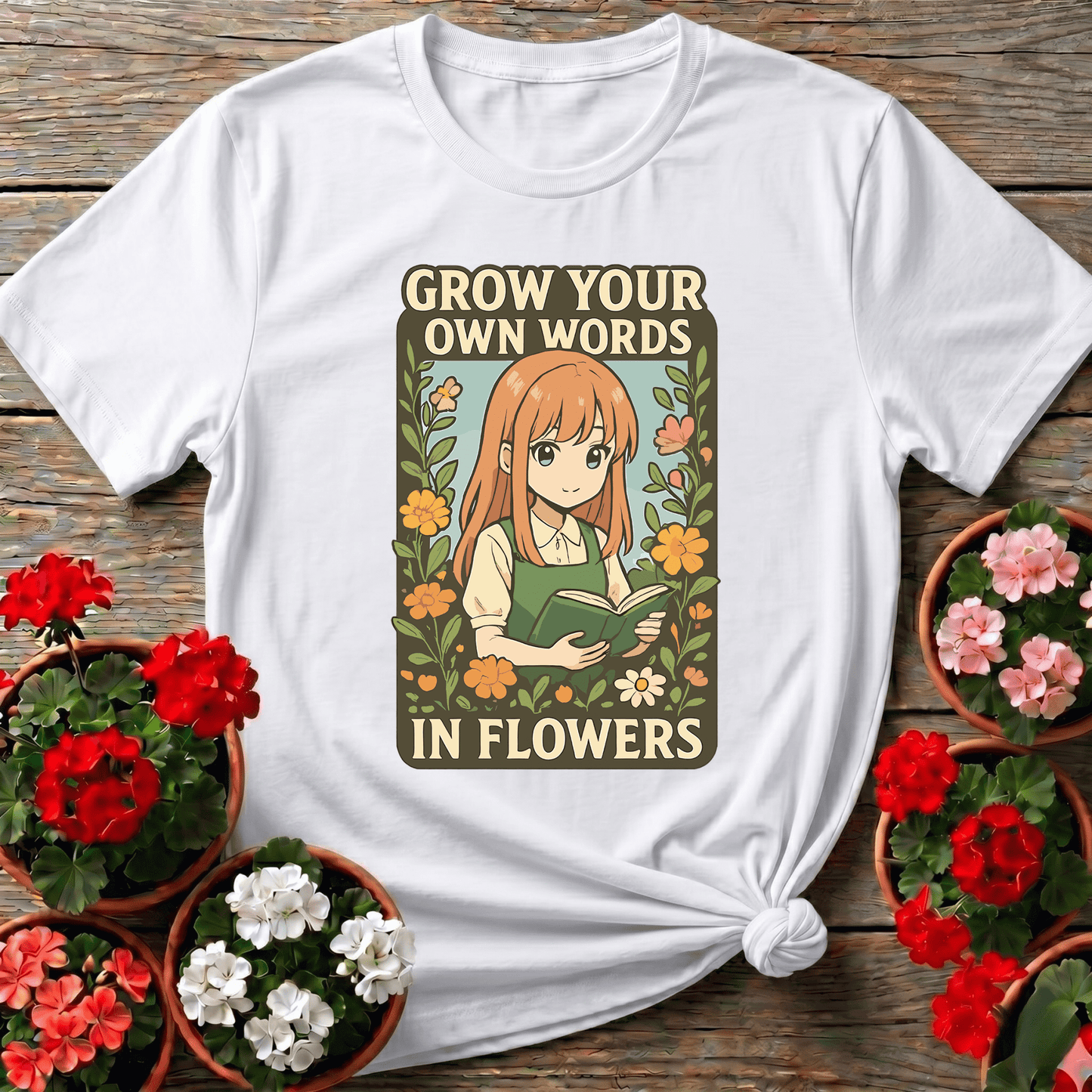 Grow Your Own Words In Flowers Anime Gardening T-shirt - GardeningTshirts