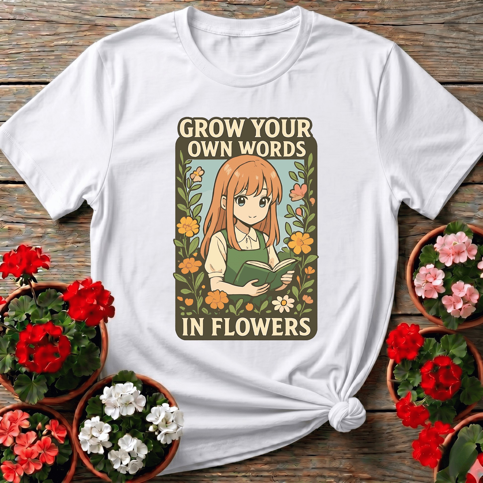 Grow Your Own Words In Flowers Anime Gardening T-shirt - GardeningTshirts