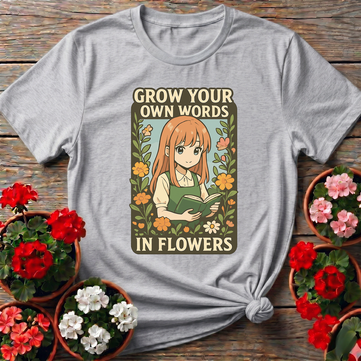 Grow Your Own Words In Flowers Anime Gardening T-shirt - GardeningTshirts