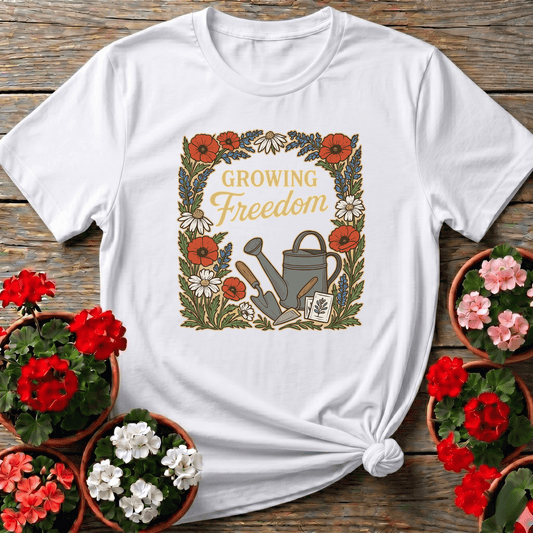 Growing Freedom Vintage Floral T-shirt - GardeningTshirts