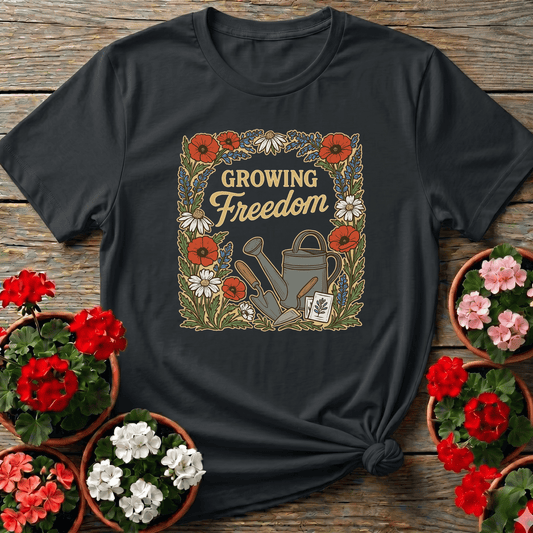 Growing Freedom Vintage Floral T-shirt - GardeningTshirts