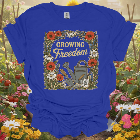 "Growing Freedom" Vintage Floral T-Shirt - GardeningTshirts