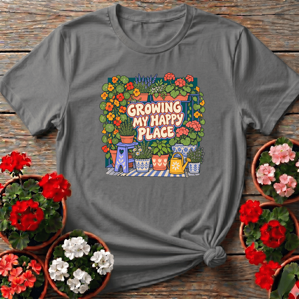 Growing My Happy Place Gardening T-Shirt - GardeningTshirts