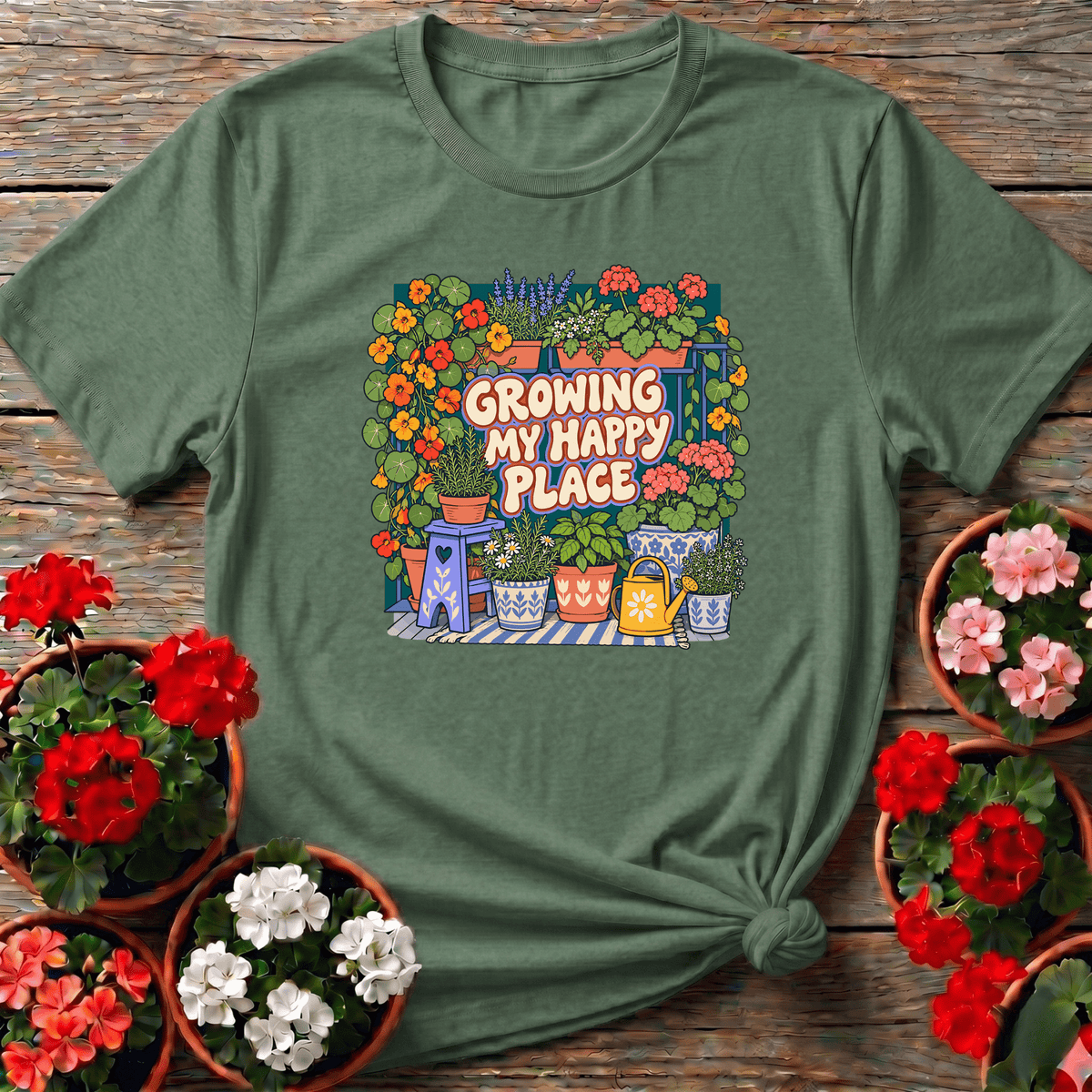 Growing My Happy Place Gardening T-Shirt - GardeningTshirts