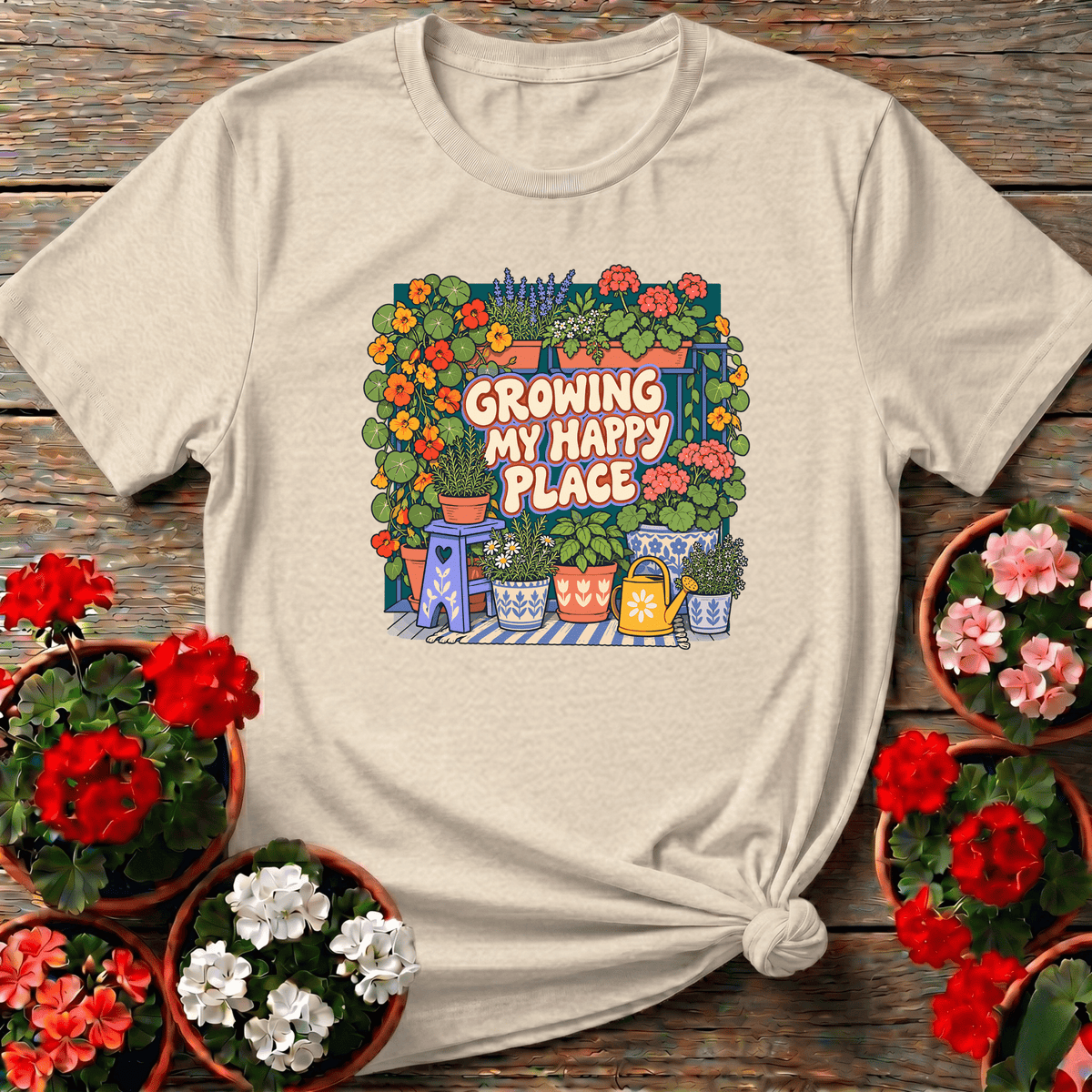 Growing My Happy Place Gardening T-Shirt - GardeningTshirts