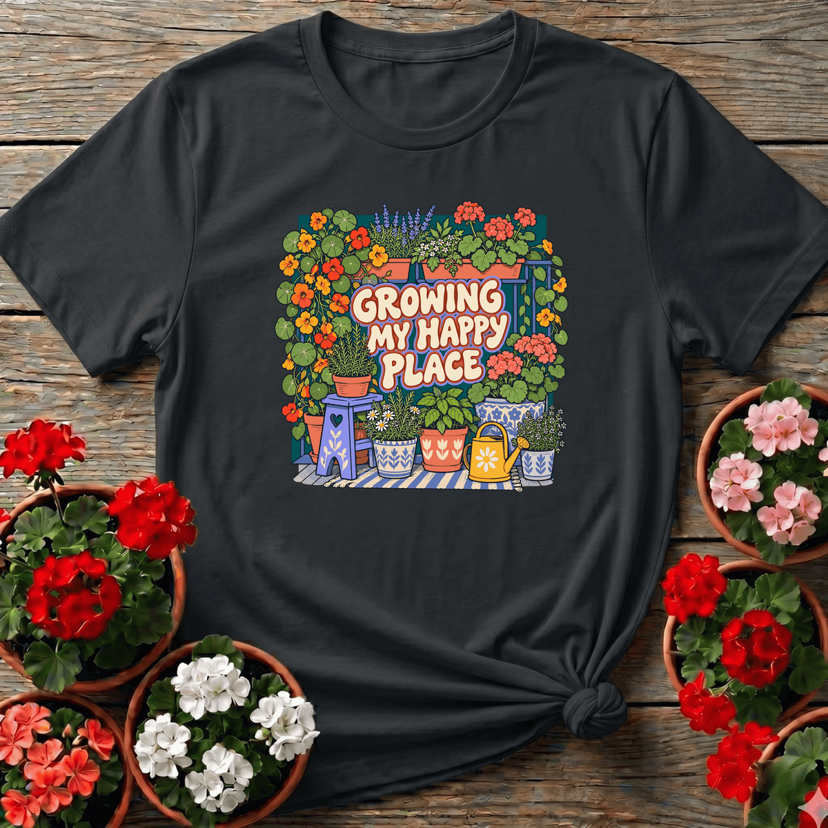 Growing My Happy Place Gardening T-Shirt - GardeningTshirts