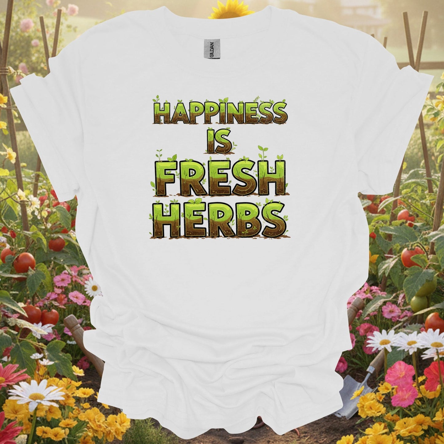 Happiness Is Fresh Herbs | Kitchen Herb Grower Shirt - GardeningTshirts