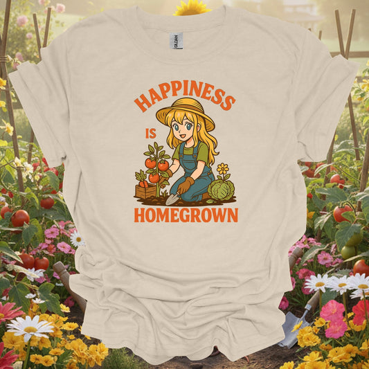 Natural tshirt showing happiness is homegrown anime gardener for gardening enthusiasts