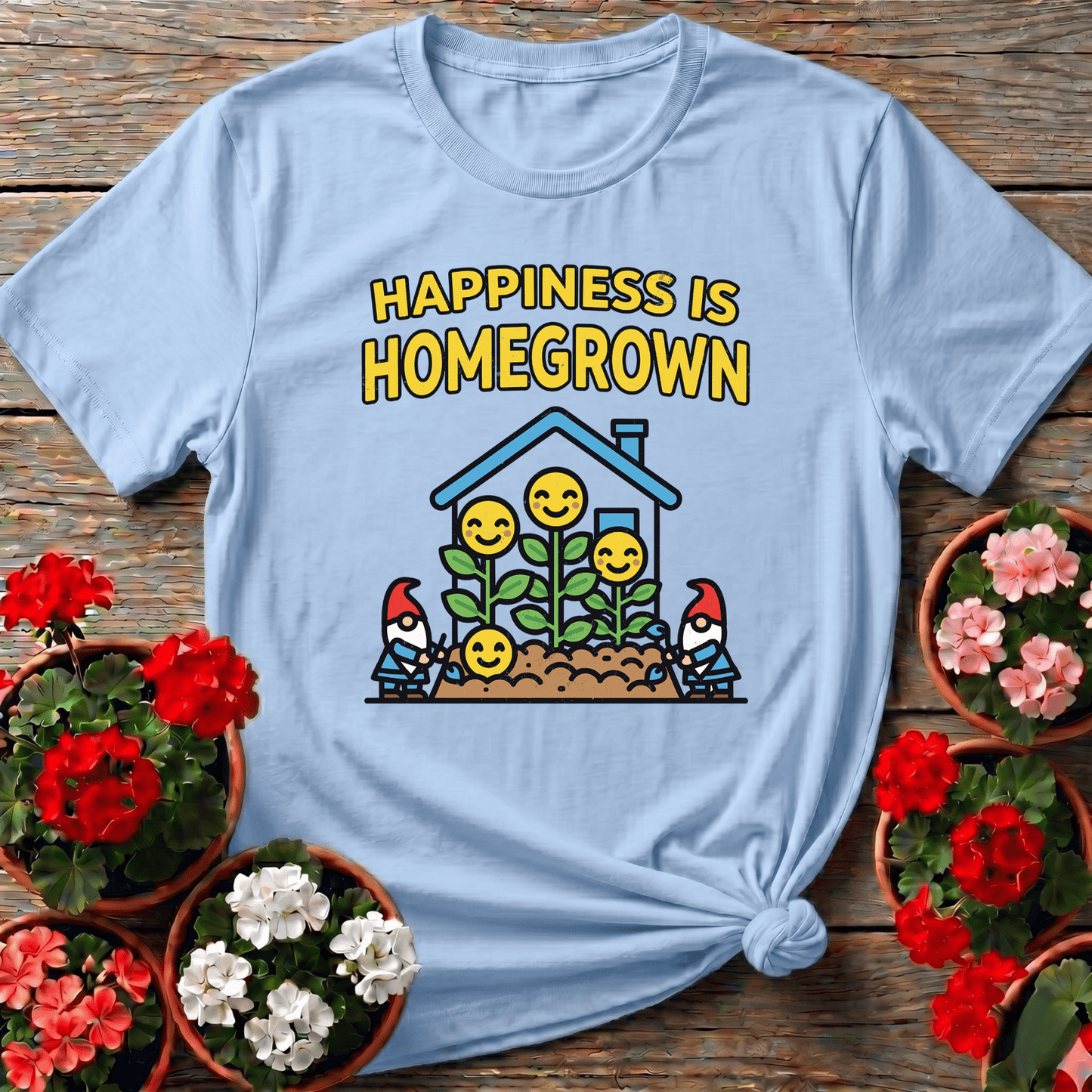 Happiness Is Homegrown Gardening Gnome T-Shirt - GardeningTshirts