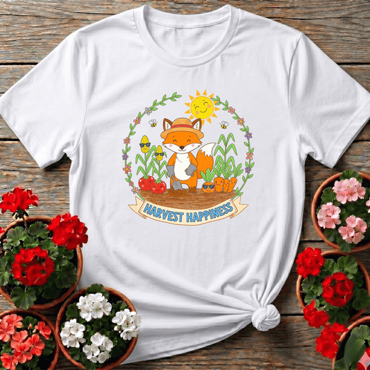 Harvest Happiness Cute Fox Gardener Tee - GardeningTshirts