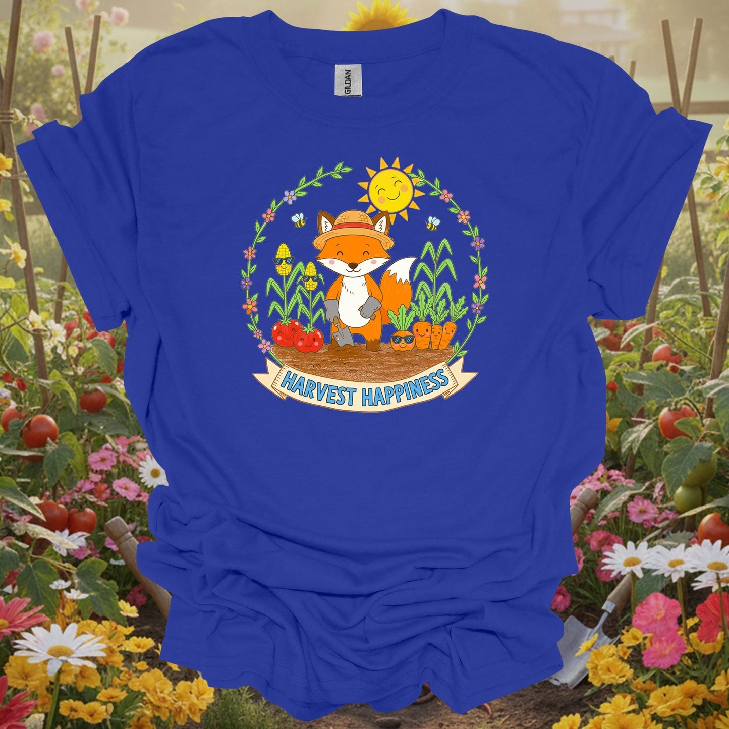 Royal top showing harvest happiness cute fox gardener for green thumb folks