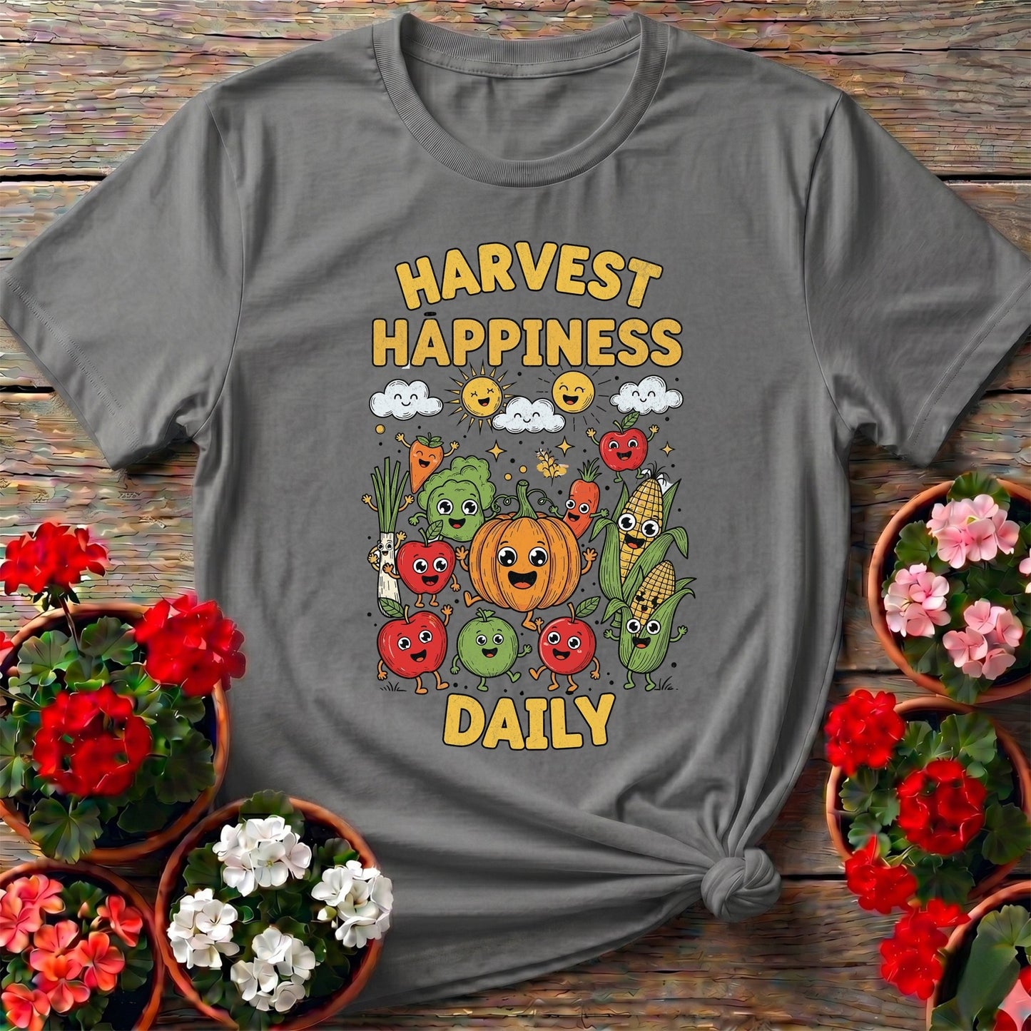 Harvest Happiness Daily Gardening Tee - GardeningTshirts