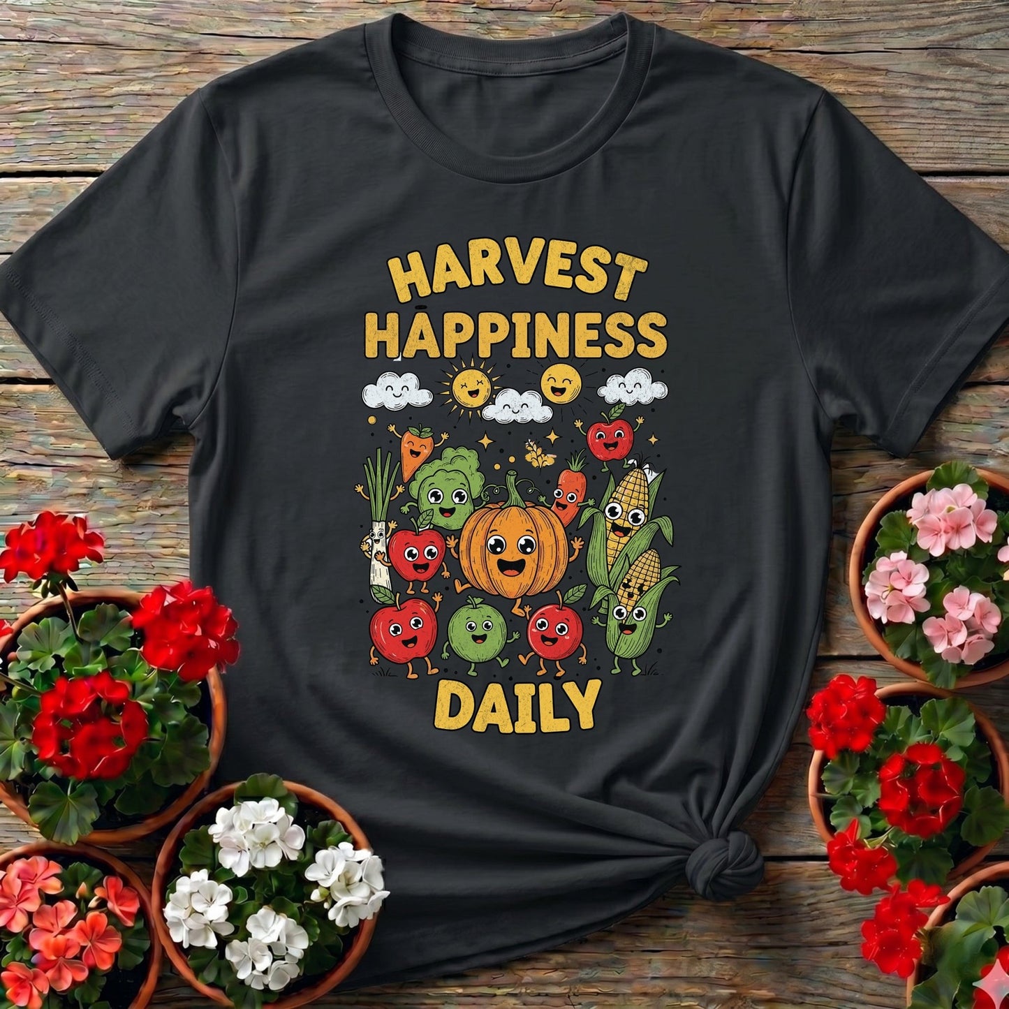 Harvest Happiness Daily Gardening Tee - GardeningTshirts
