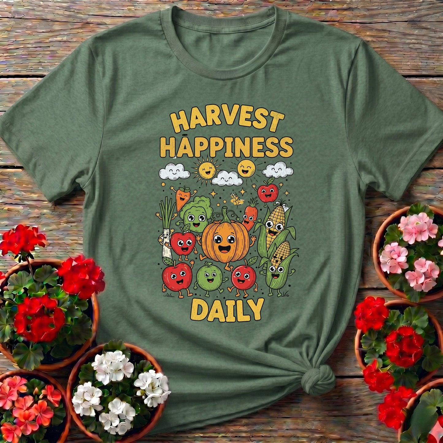 Harvest Happiness Daily Gardening Tee - GardeningTshirts