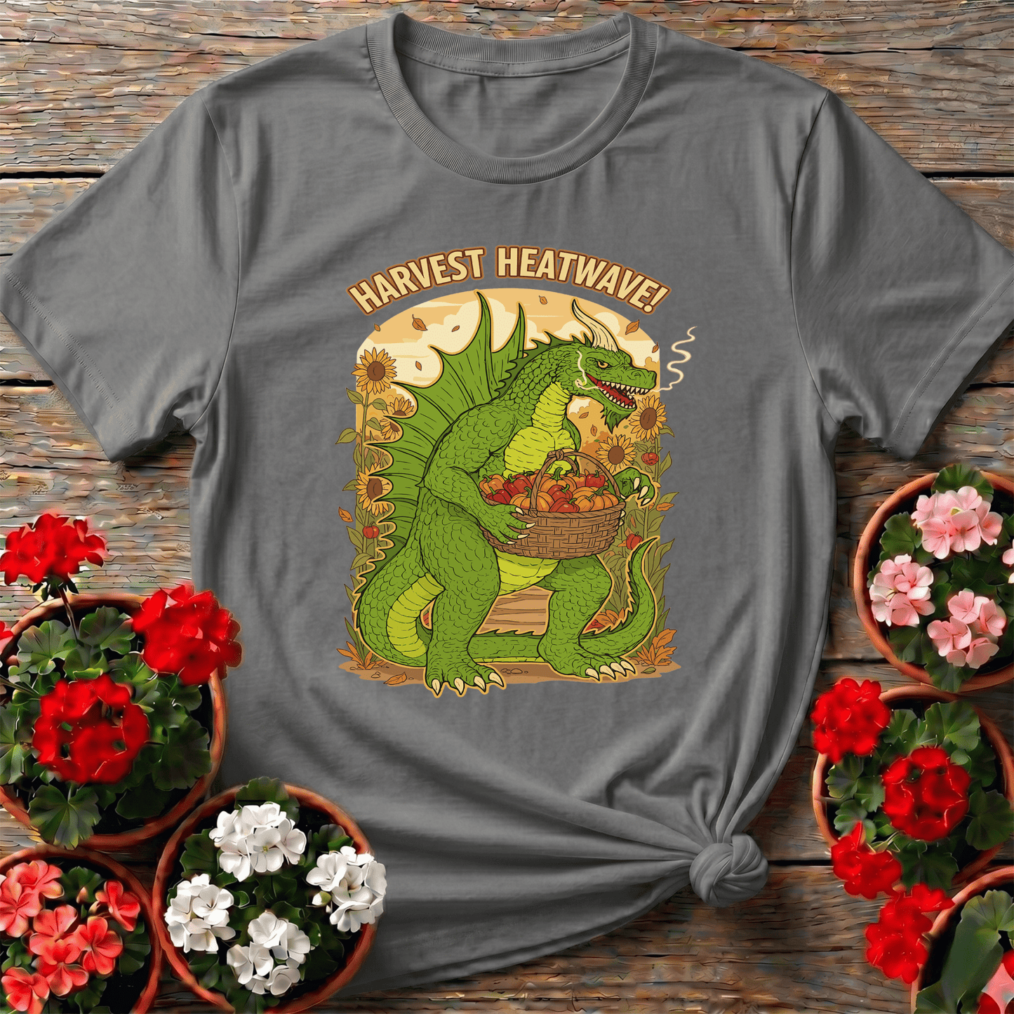 Harvest Heatwave Dragon Gardener Chili Pepper Tee - GardeningTshirts