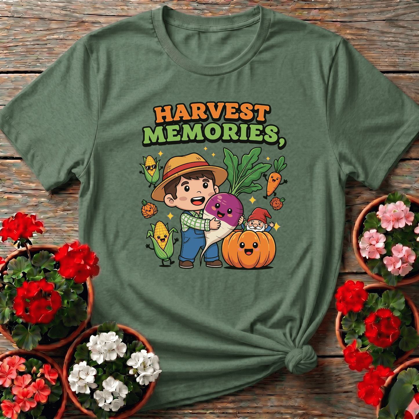 Harvest Memories Cute Kawaii Vegetable Garden Tee - GardeningTshirts