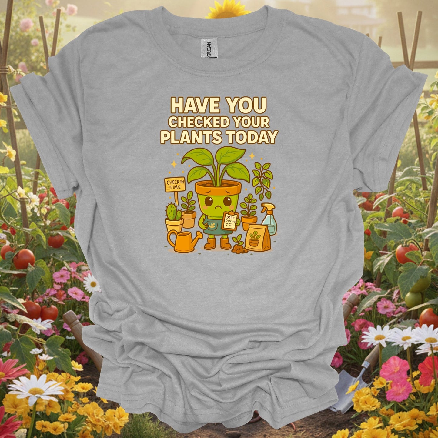 Sport Grey tshirt showing have you checked your plants today for gardening enthusiasts