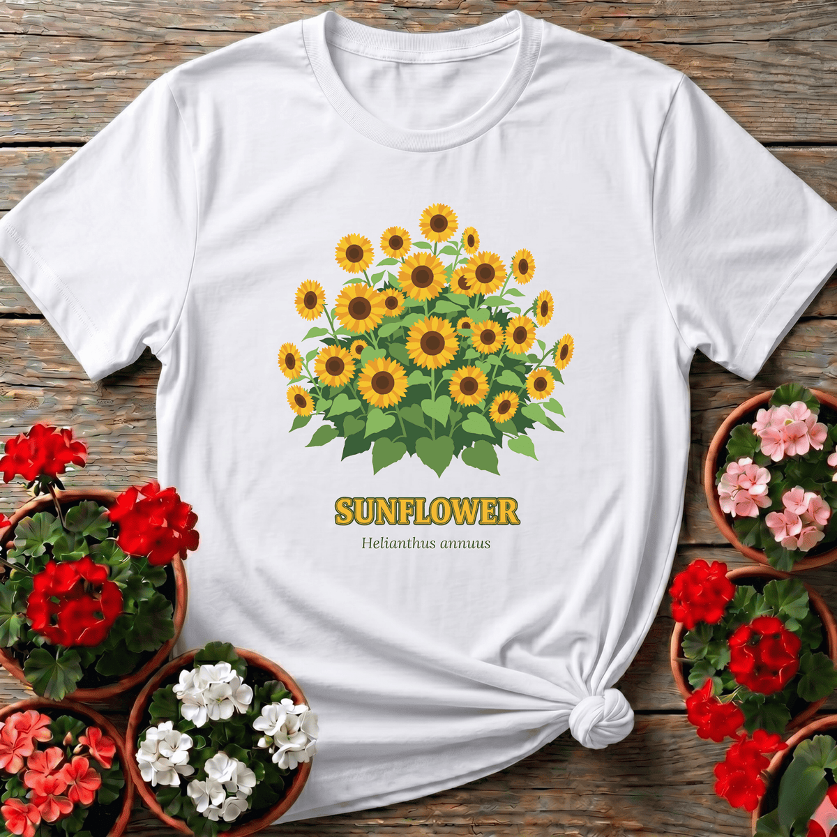 Helianthus Annuus Bold Cluster Botanical Gardening Tee - GardeningTshirts