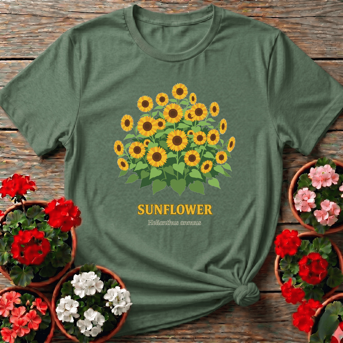 Helianthus Annuus Bold Cluster Botanical Gardening Tee - GardeningTshirts