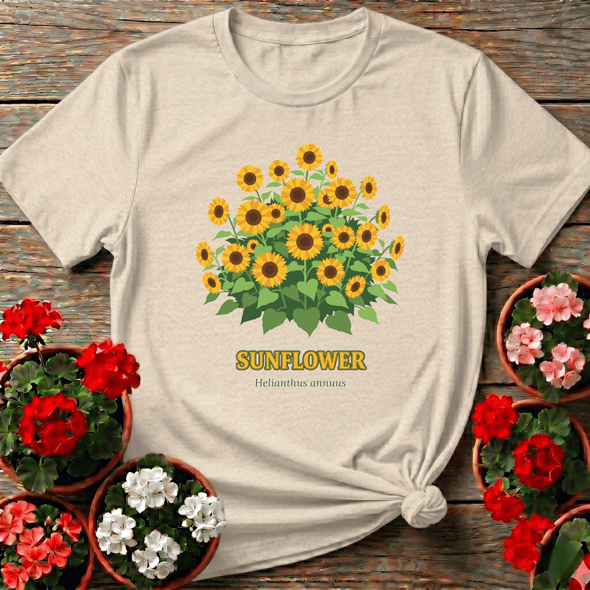 Helianthus Annuus Bold Cluster Botanical Gardening Tee - GardeningTshirts