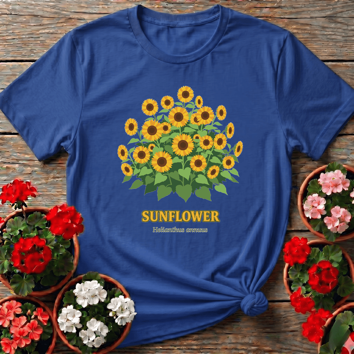 Helianthus Annuus Bold Cluster Botanical Gardening Tee - GardeningTshirts