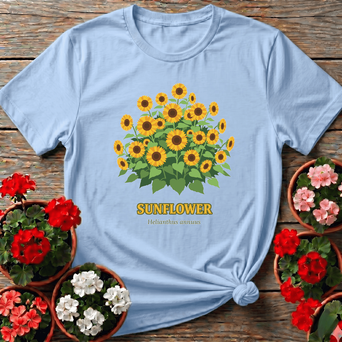 Helianthus Annuus Bold Cluster Botanical Gardening Tee - GardeningTshirts