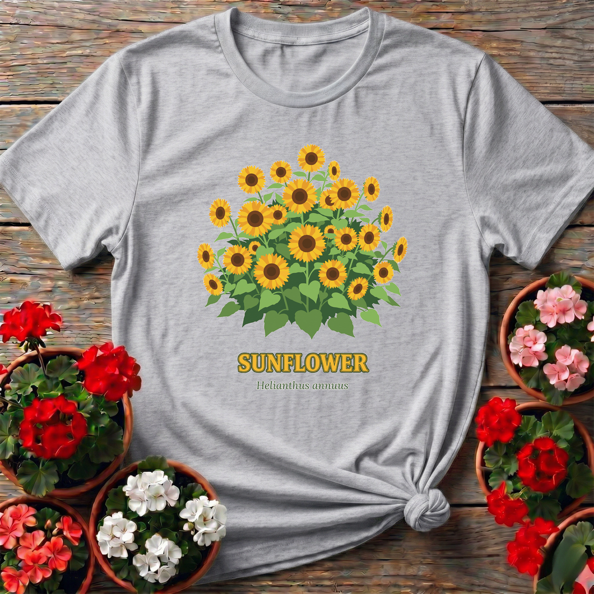 Helianthus Annuus Bold Cluster Botanical Gardening Tee - GardeningTshirts
