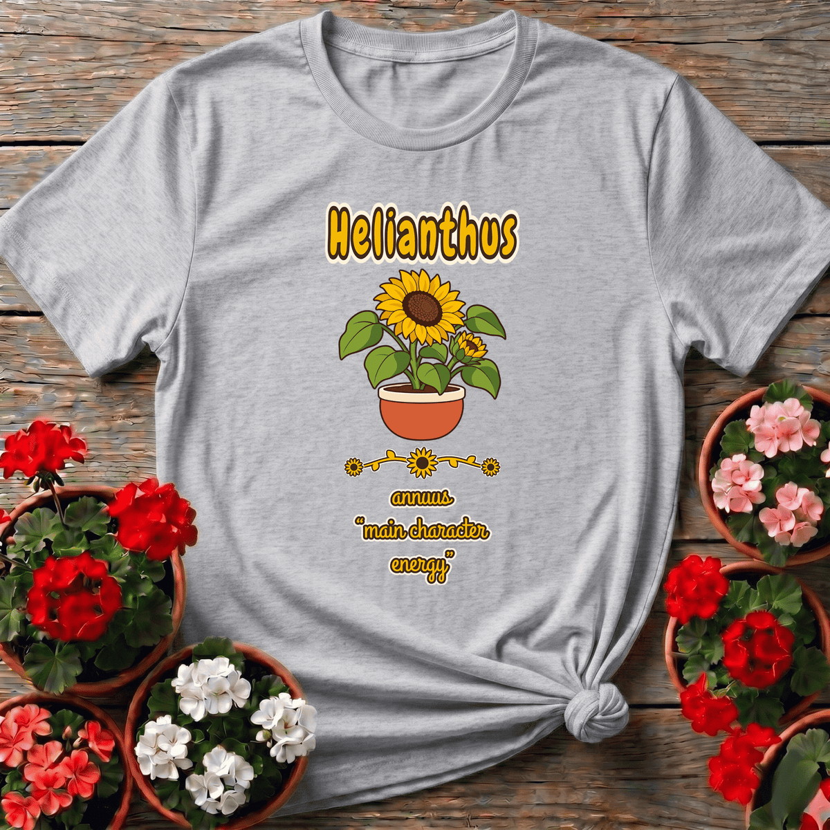 Helianthus Annuus Main Character Energy Sunflower Tee - GardeningTshirts