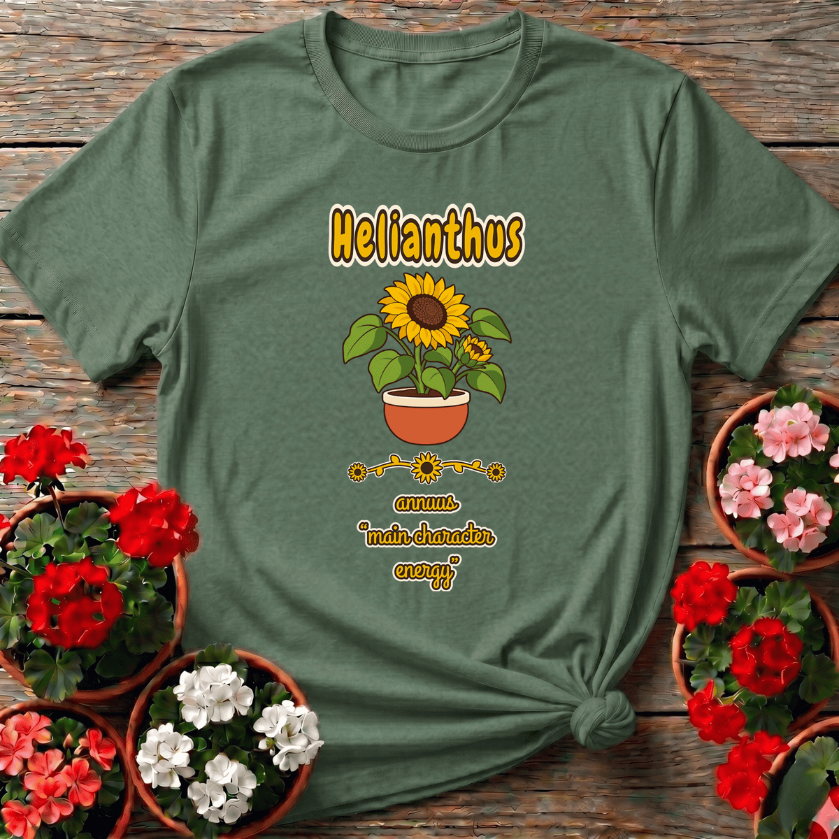 Helianthus Annuus Main Character Energy Sunflower Tee - GardeningTshirts