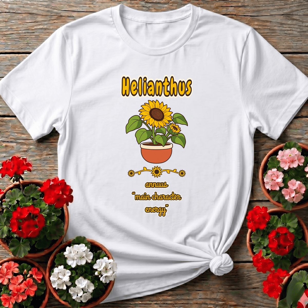 Helianthus Annuus Main Character Energy Sunflower Tee - GardeningTshirts