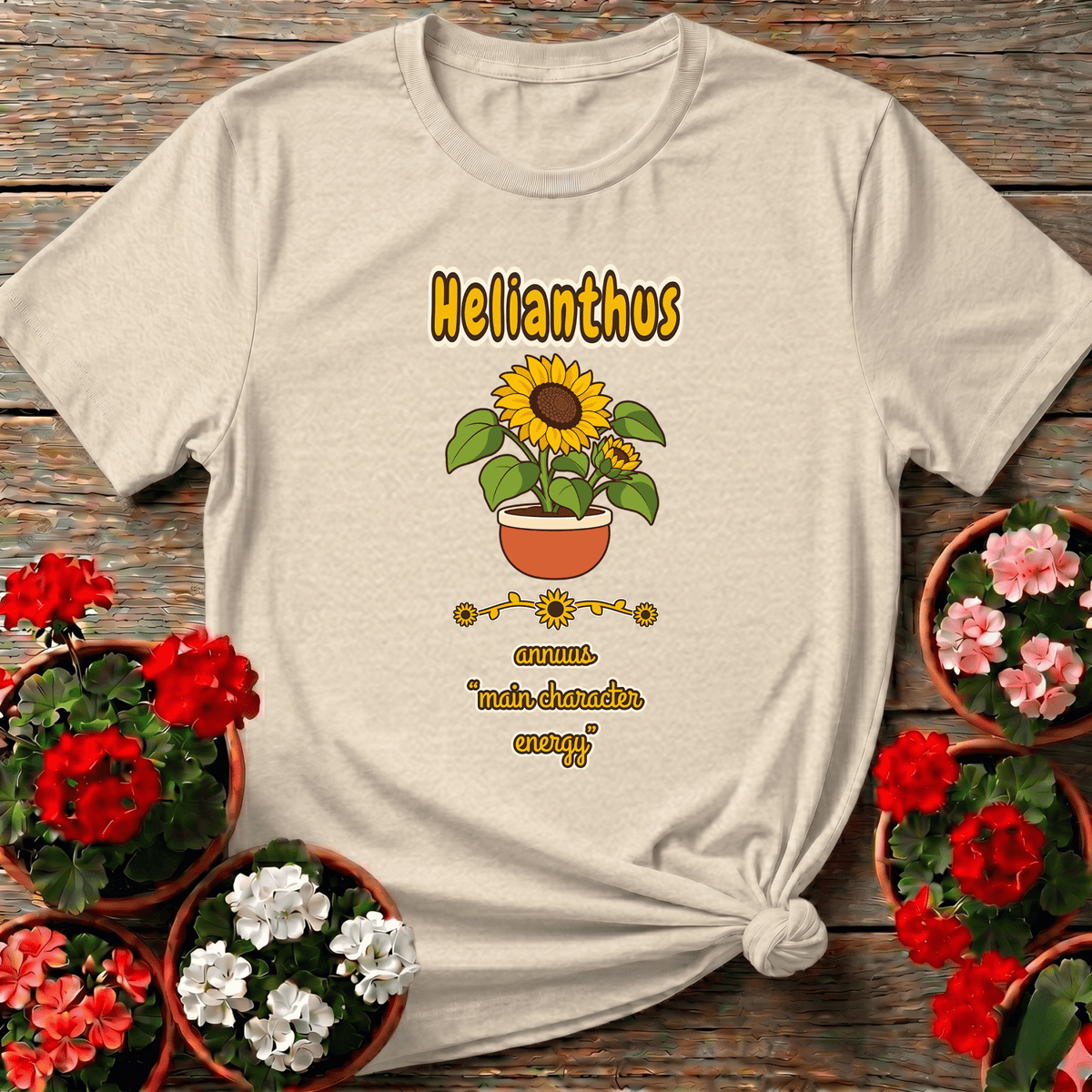 Helianthus Annuus Main Character Energy Sunflower Tee - GardeningTshirts