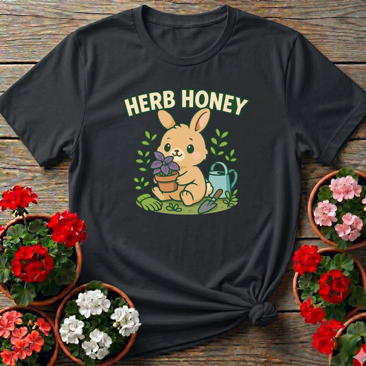 Herb Honey Cute Kawaii Bunny Gardener Tee - GardeningTshirts