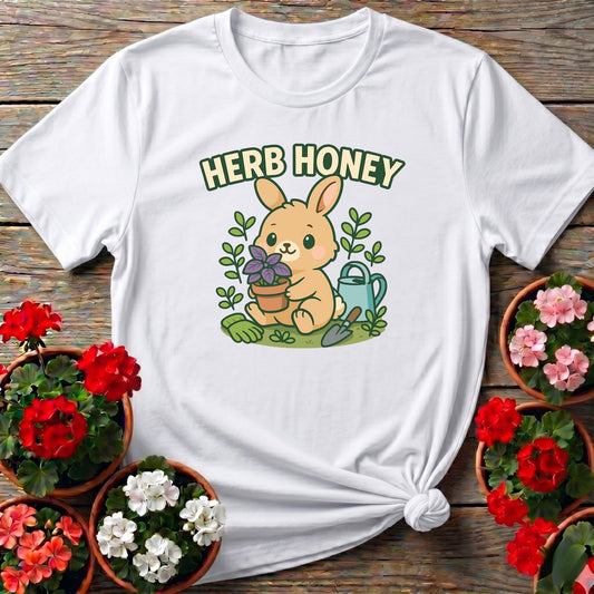 Herb Honey Cute Kawaii Bunny Gardener Tee - GardeningTshirts
