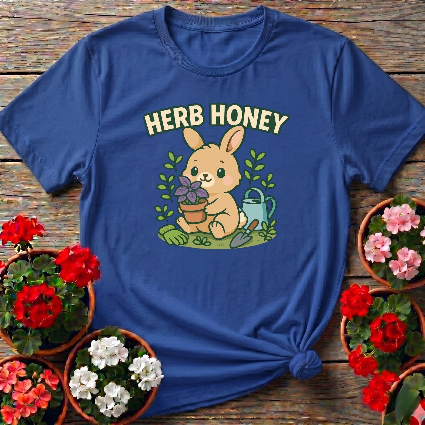 Herb Honey Cute Kawaii Bunny Gardener Tee - GardeningTshirts