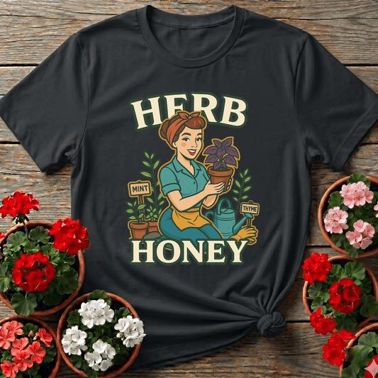 Herb Honey Retro Pin-Up Gardener T-shirt - GardeningTshirts