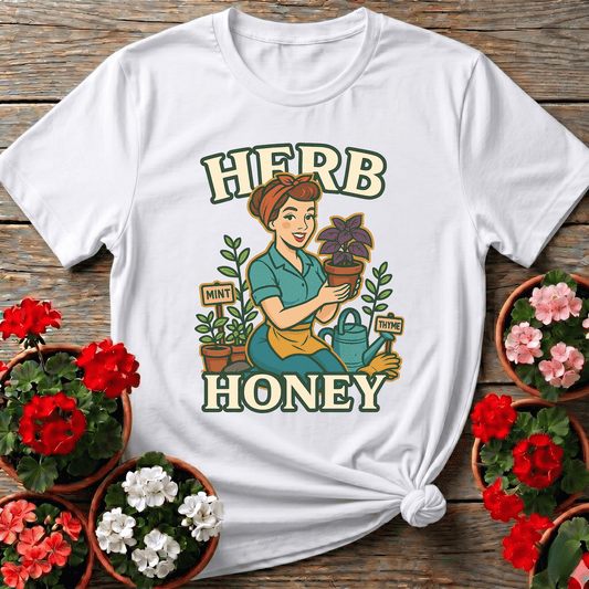 Herb Honey Retro Pin-Up Gardener T-shirt - GardeningTshirts