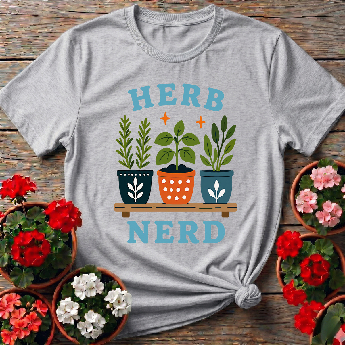 Herb Nerd Potted Herbs Gardening T-Shirt for Plant Lovers - GardeningTshirts