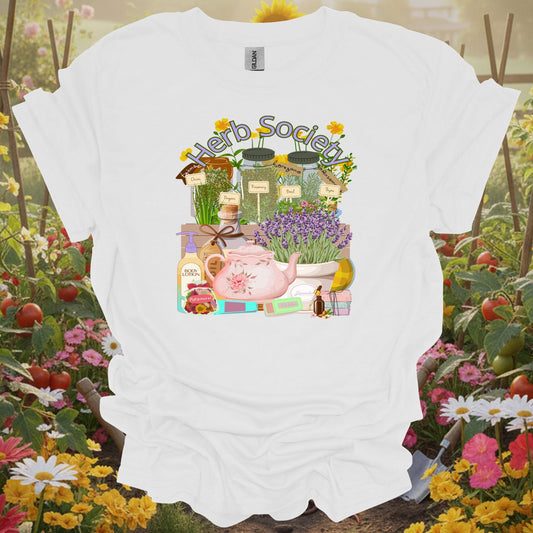 Herb Society Vintage Botanical Tea and Apothecary T-Shirt - GardeningTshirts